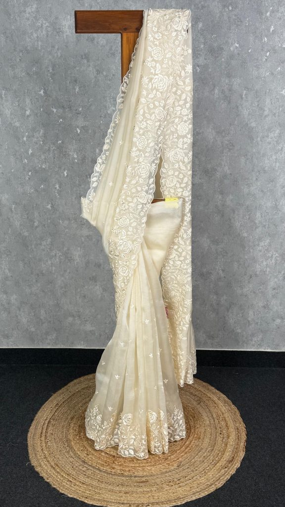 SILK ORGANZA EMBROIDERY SAREE