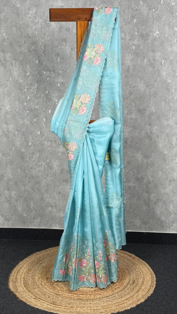 SILK ORGANZA EMBROIDERY SAREE