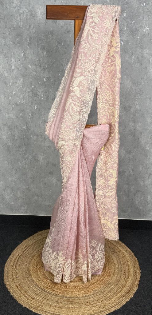 CRUSHED SILK ORANZA EMBROIDERY SAREE