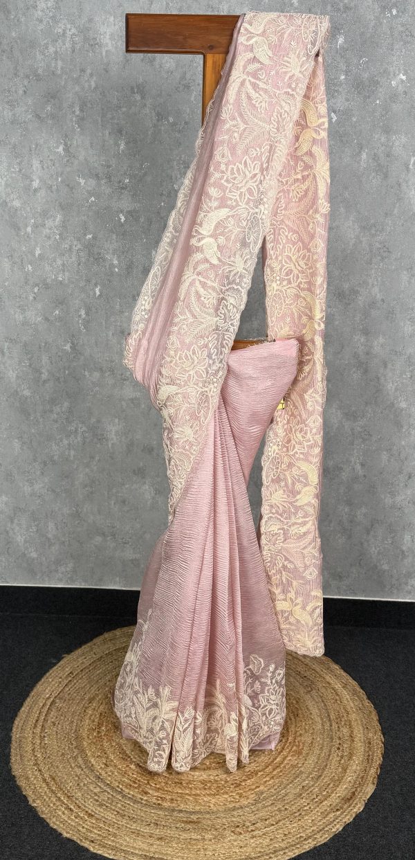 CRUSHED SILK ORANZA EMBROIDERY SAREE