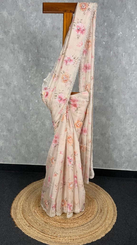 SILK ORGANZA HAND EMBROIDERY SAREE
